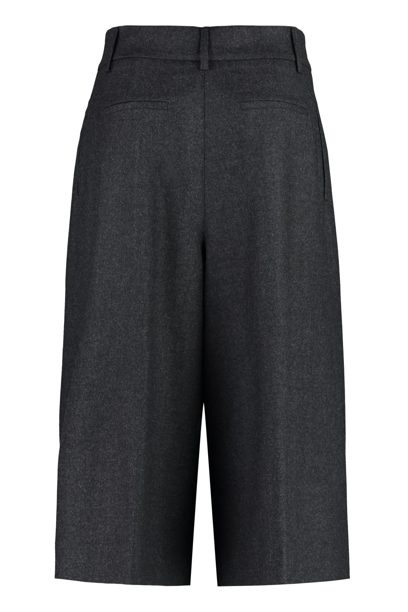 Shop P.a.r.o.s.h Wool Cropped Trousers In Grey