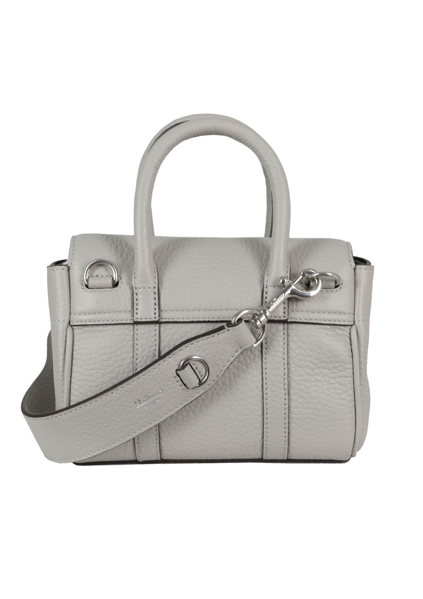 Shop Mulberry Mini Bayswater Heavy Grain In Pale Grey