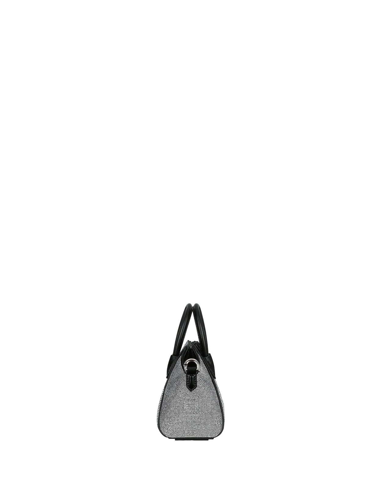 Shop Givenchy Antigona Micro Bag In Black Satin With Rhinestones