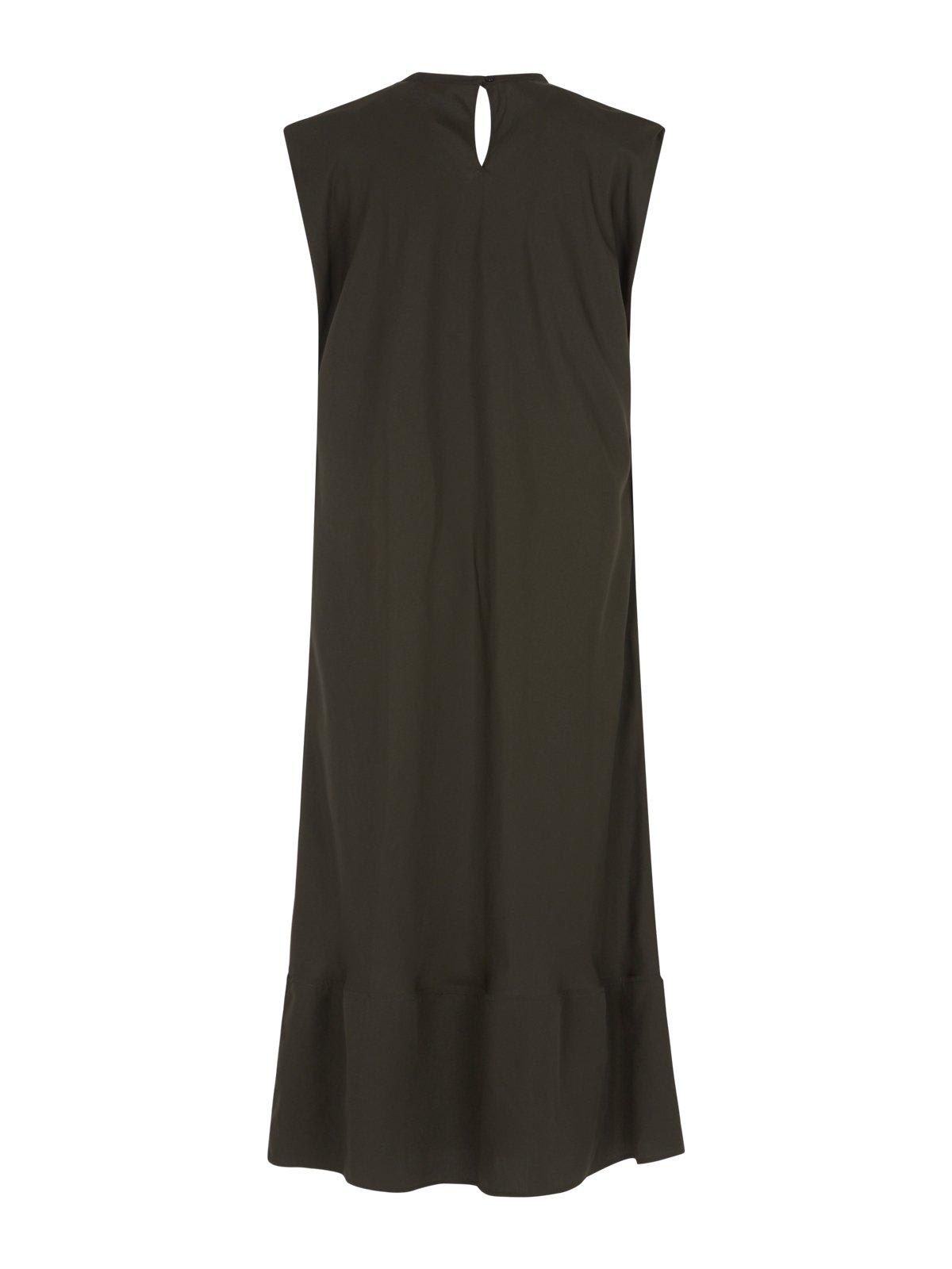 Shop Lemaire Sleeveless Flared Dress In Brown
