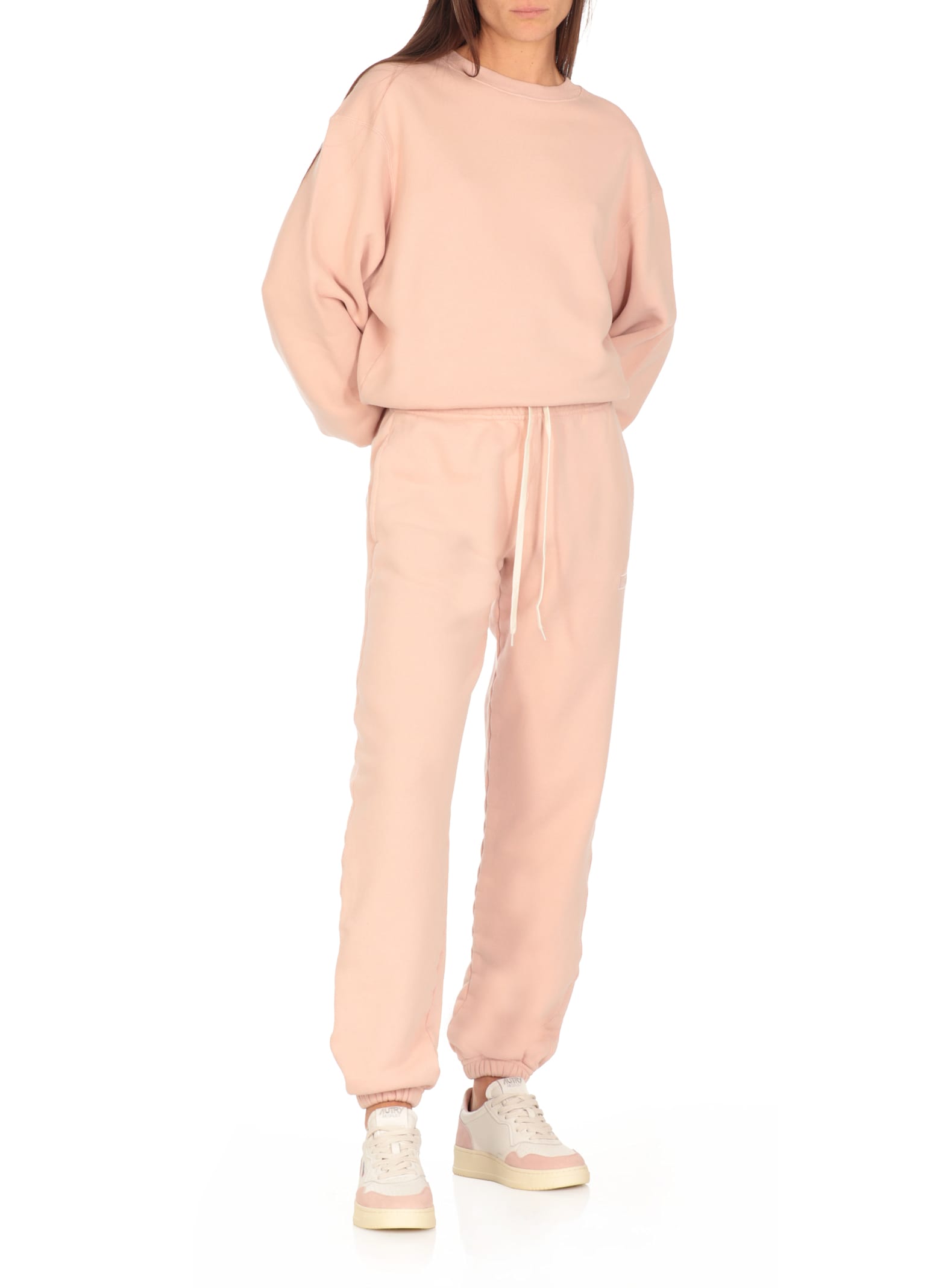 Autry Relaxed-fit Cropped Sweatshirt With Subtle Logo Detail In Pink