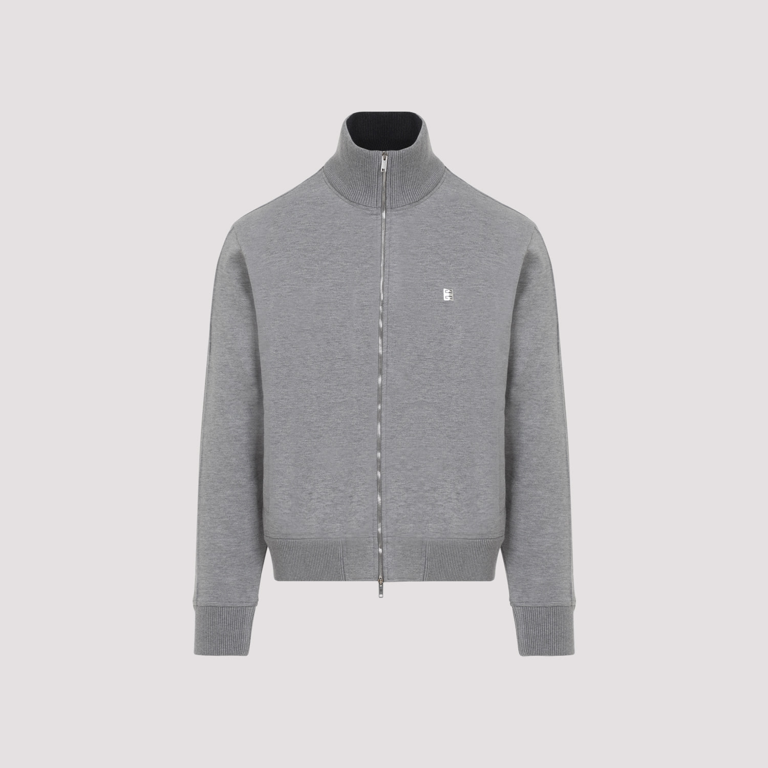 Shop Givenchy Zip Through Sweatshirt In Light Grey