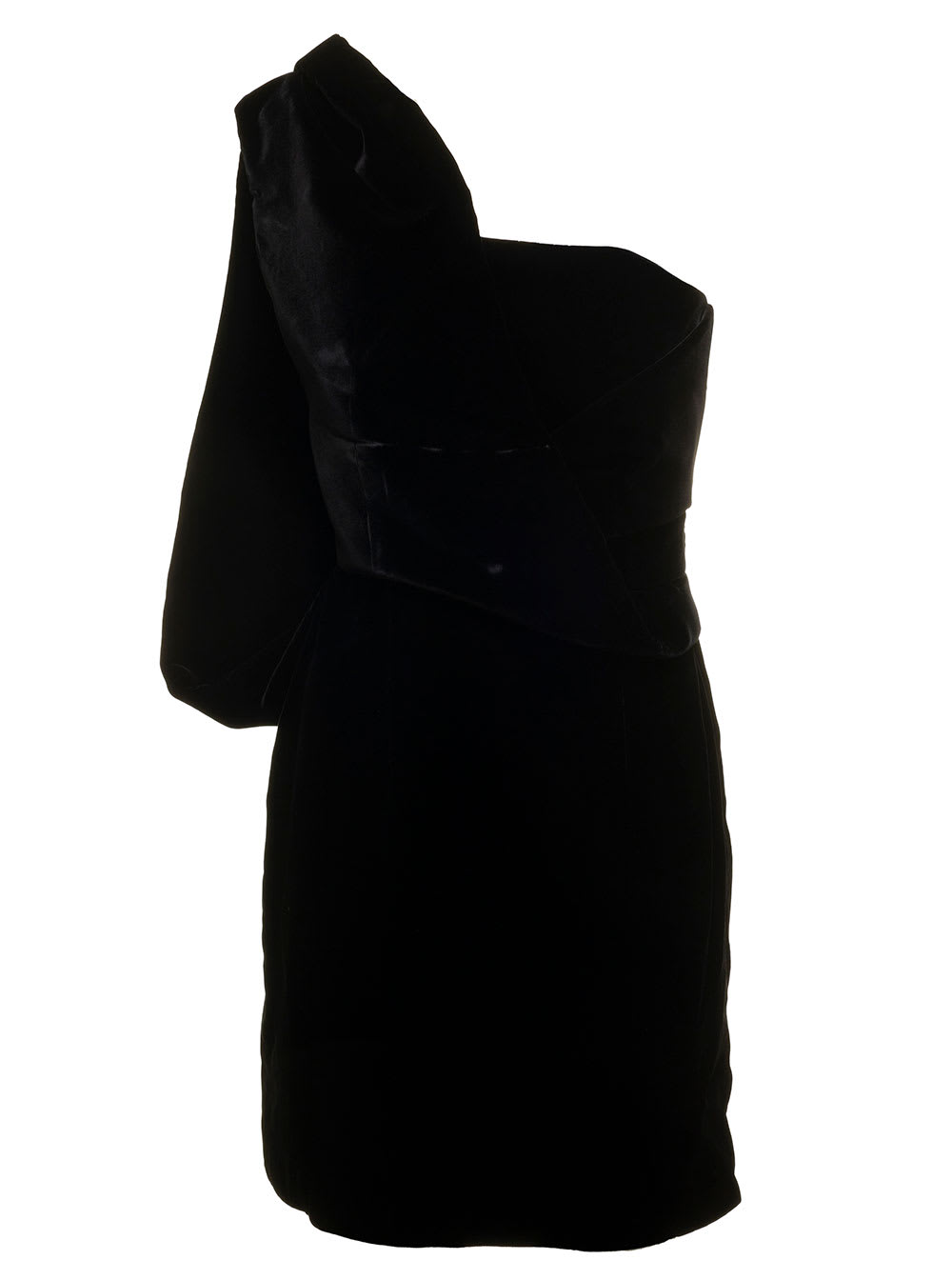 Black One-shoulder Mini Dress In Round Stretch Viscose Tom Ford Woman