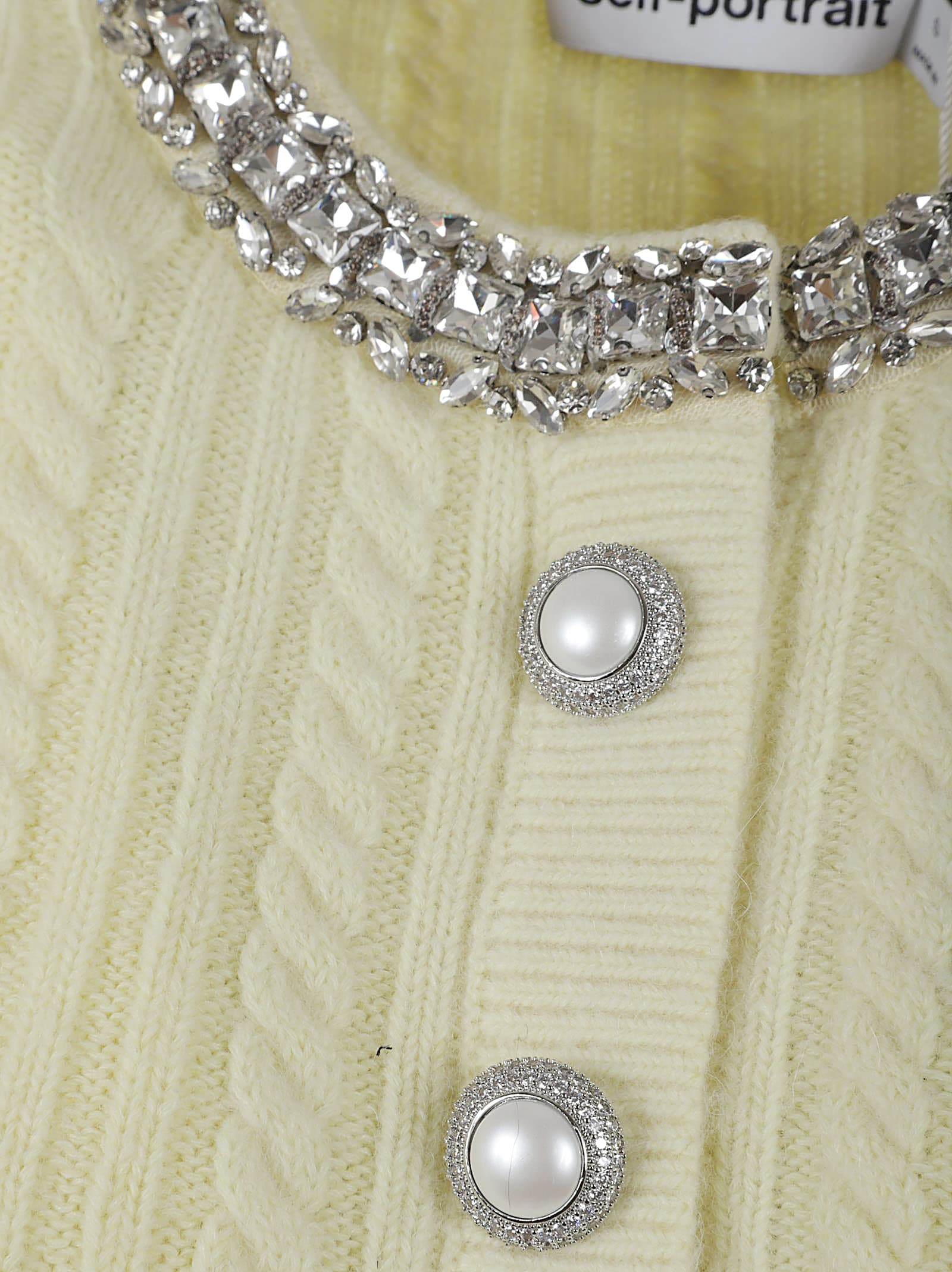 Self-portrait Yellow Alpaca Cardigan In Black