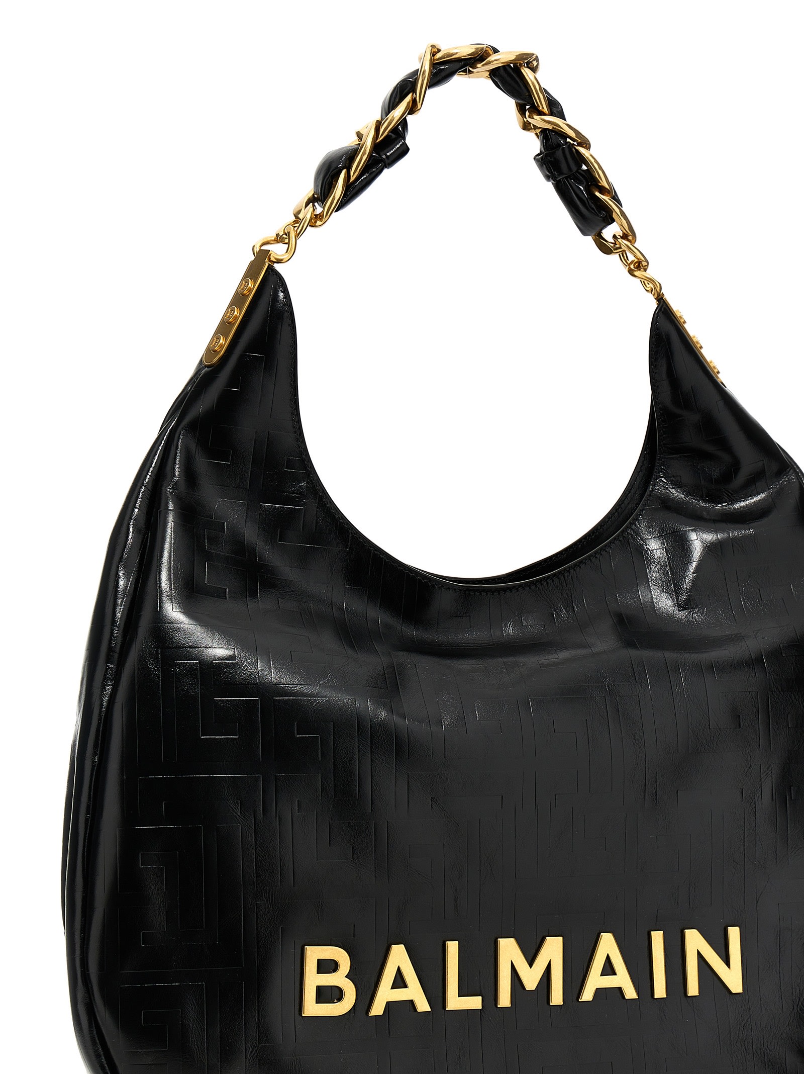 Shop Balmain Hobo 1945 Soft Large Shoulder Bag In Black