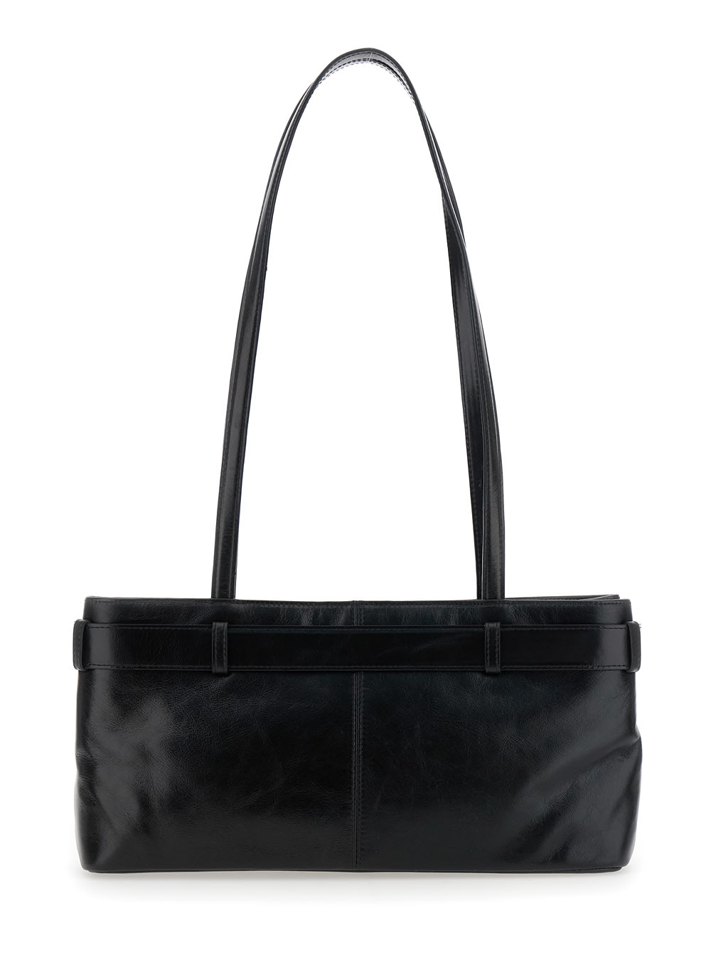 Osoi Black Shoulder Bag With Belt Detail And Pendant Keys In Leather Woman In Black
