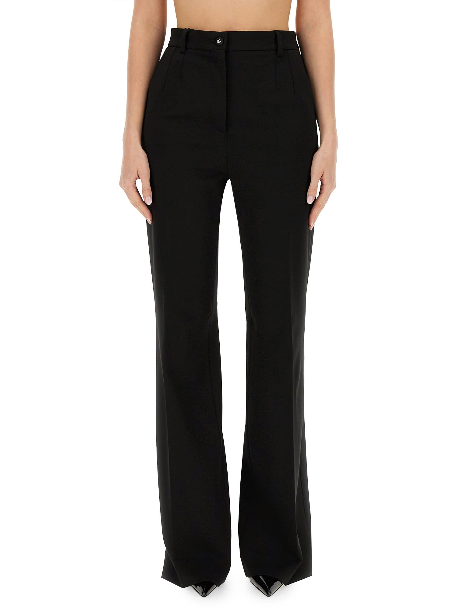 Shop Dolce & Gabbana Flare Fit Pants In Nero