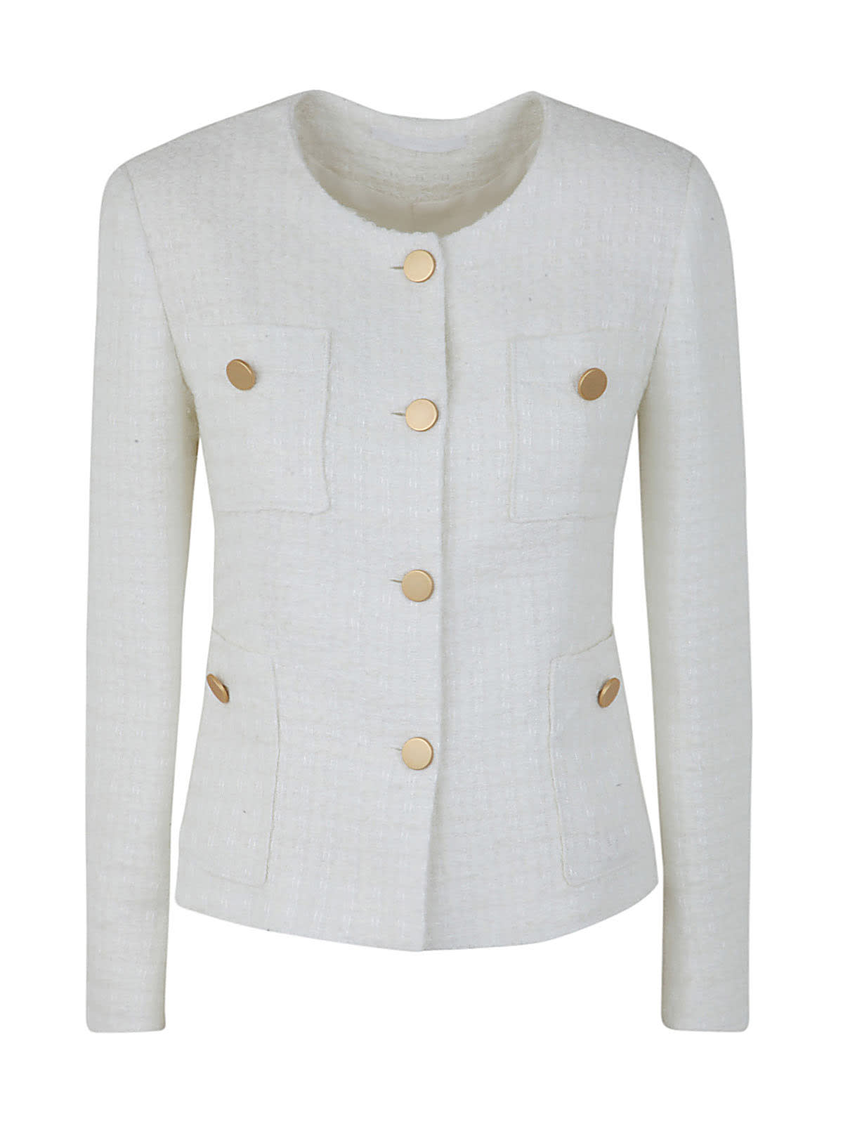 Tagliatore Round Neck Jacket In White