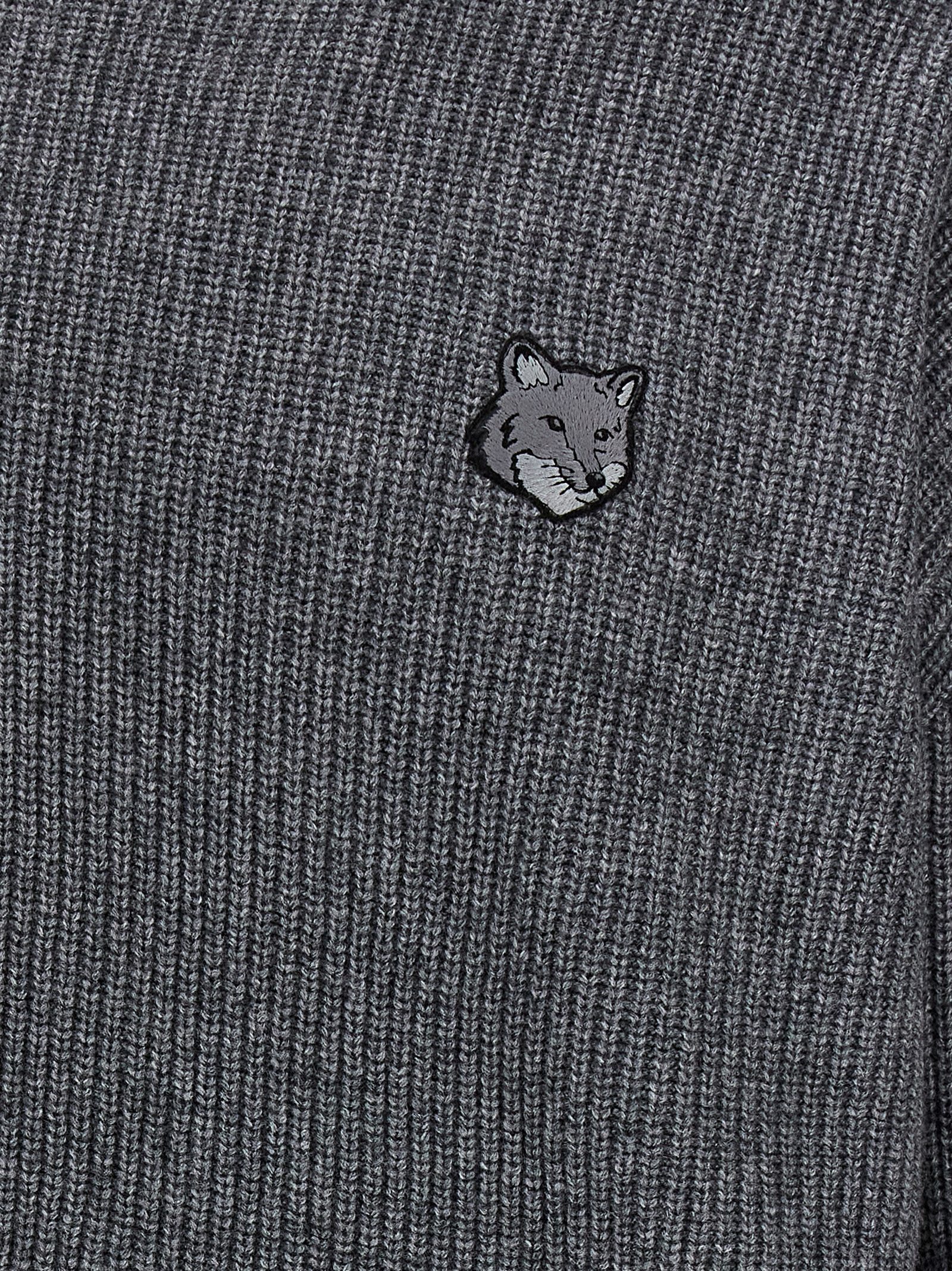 Shop Maison Kitsuné Bold Fox Head Sweater In Gray