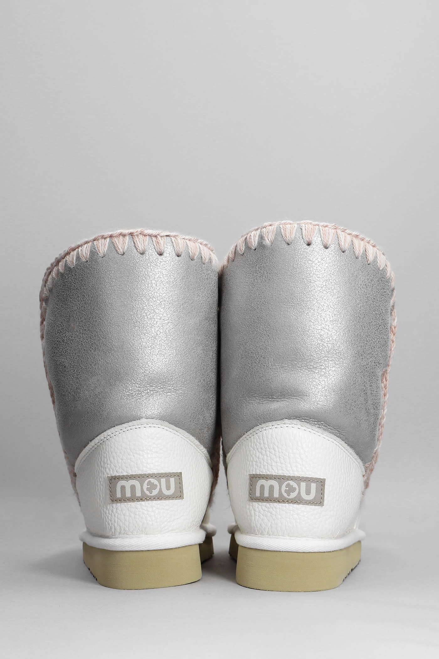 Shop Mou Eskimo 24 Low Heels Ankle Boots In Rose-pink Leather