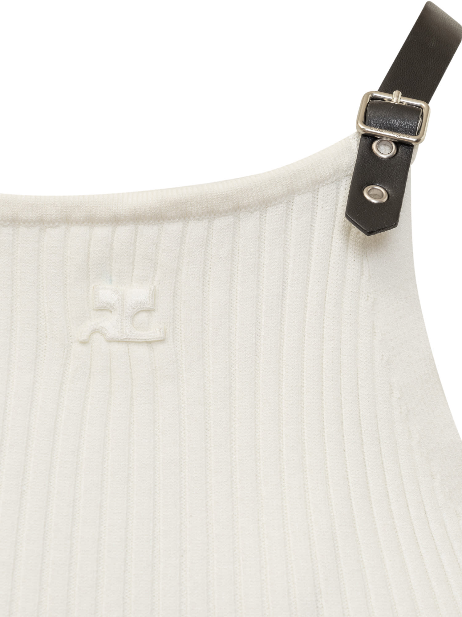 Shop Courrèges Buck Tank Top In Heritage White