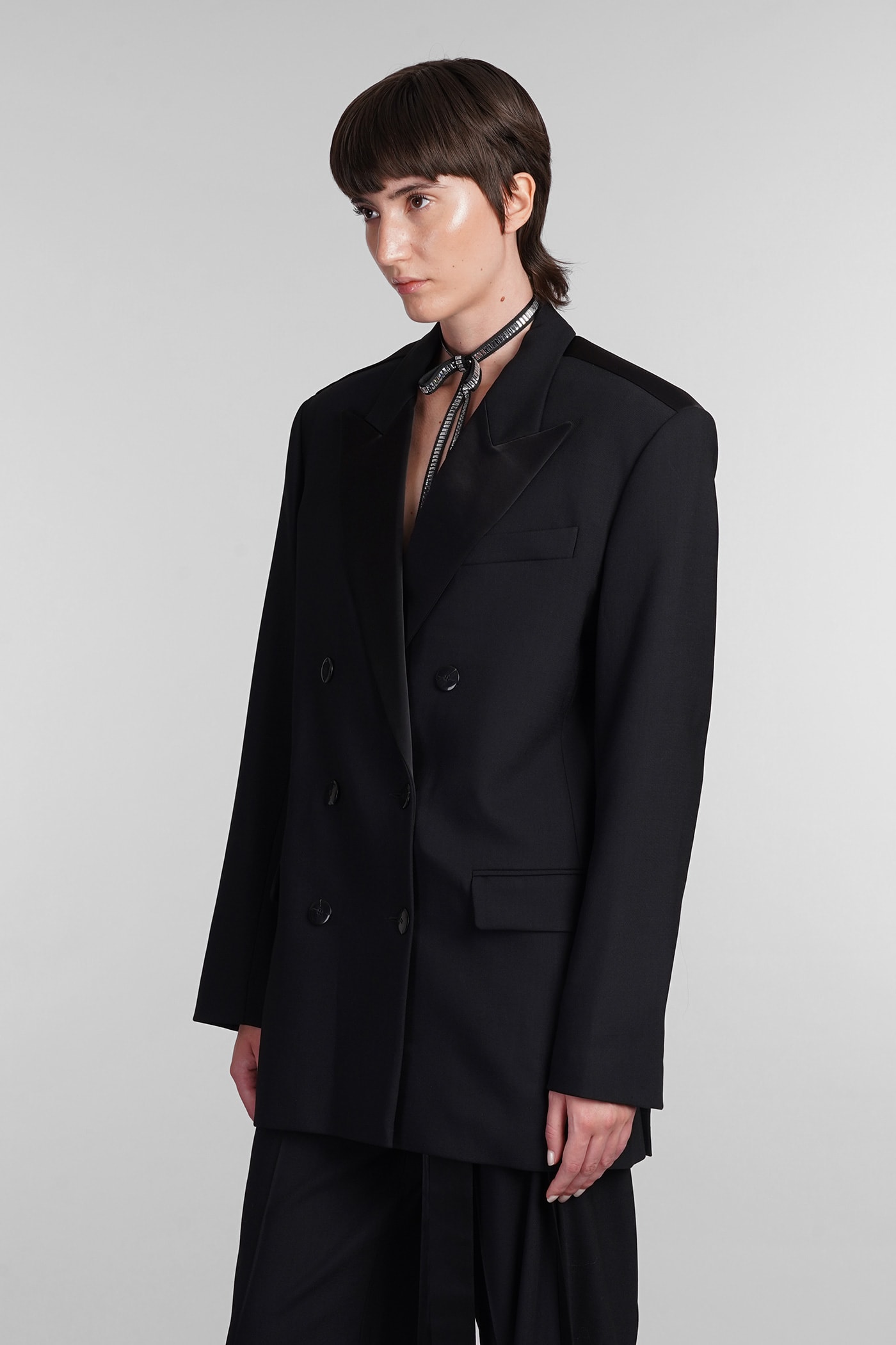 Shop David Koma Blazer In Black Wool