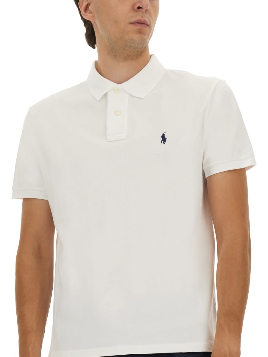 Polo Ralph Lauren Fitted White Polo Shirt With Embroidered Logo In White