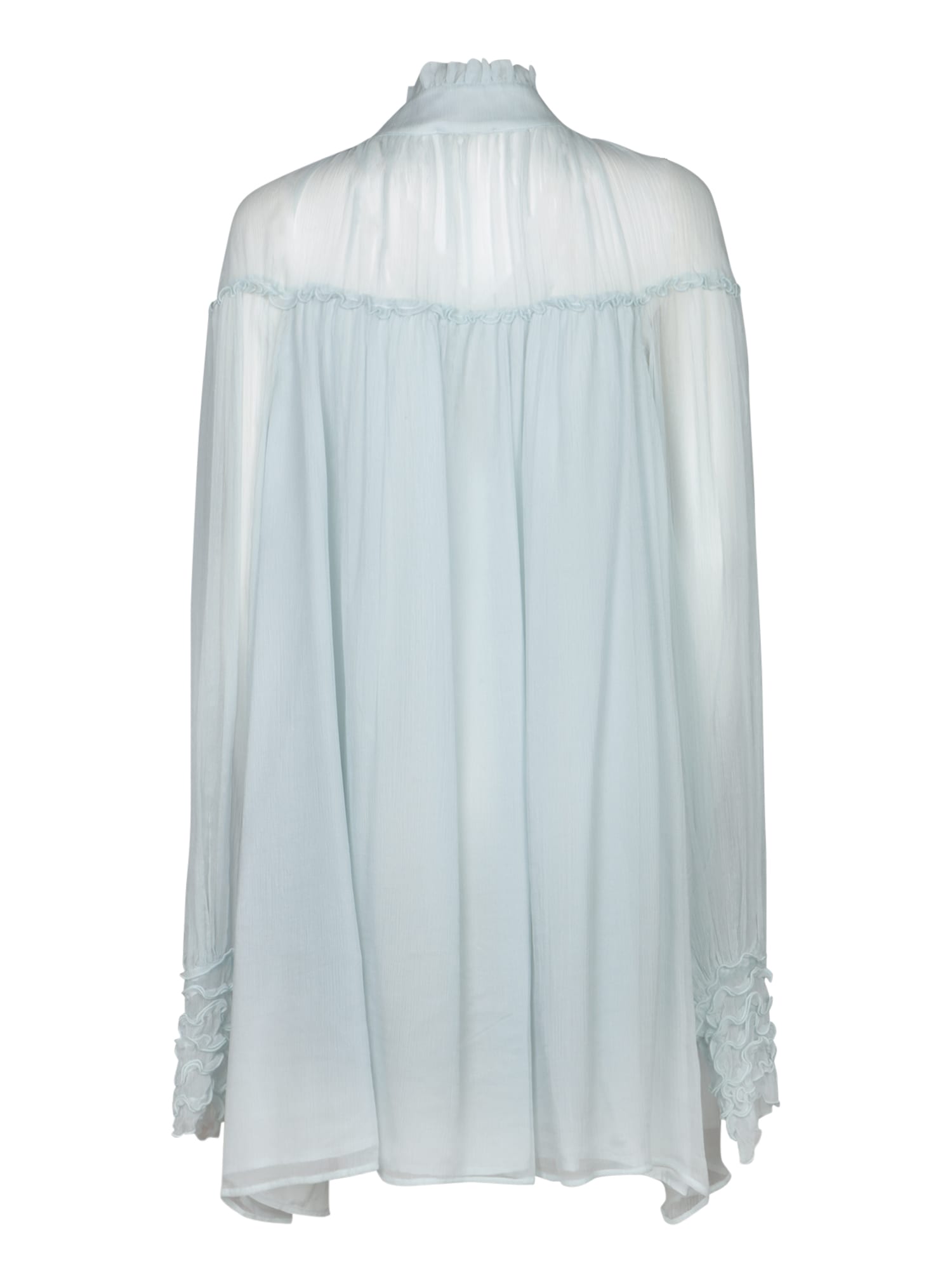 Amen Light Blue Silk Chiffon Blouse