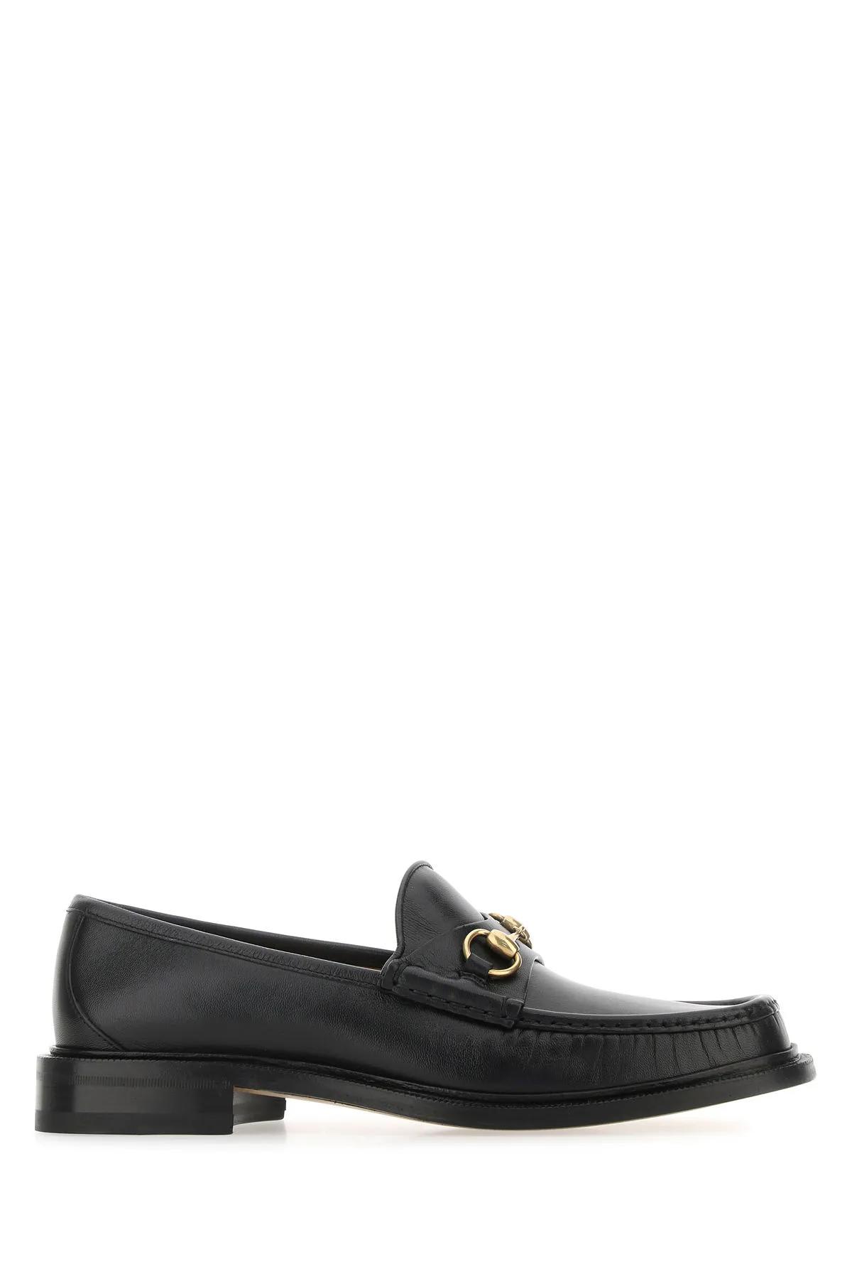 Shop Gucci Black Leather Loafers