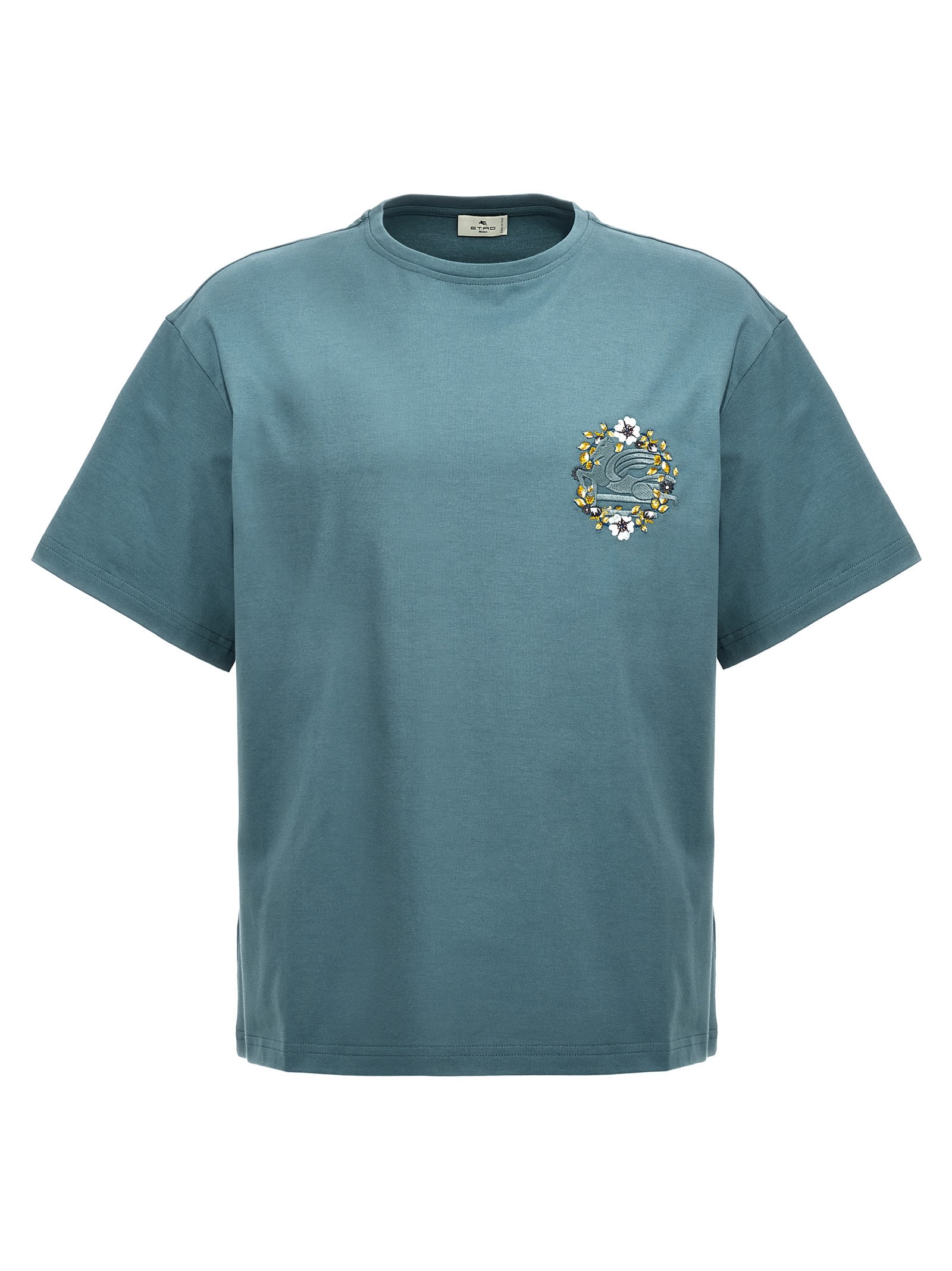 Shop Etro Logo Embroidery T-shirt In Light Blue