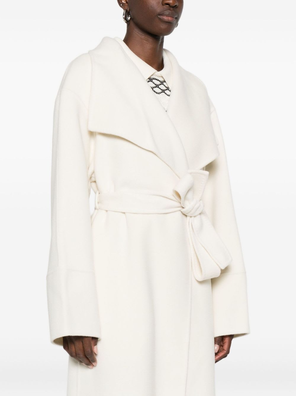 Goat Wool And Cashmere Coat In White