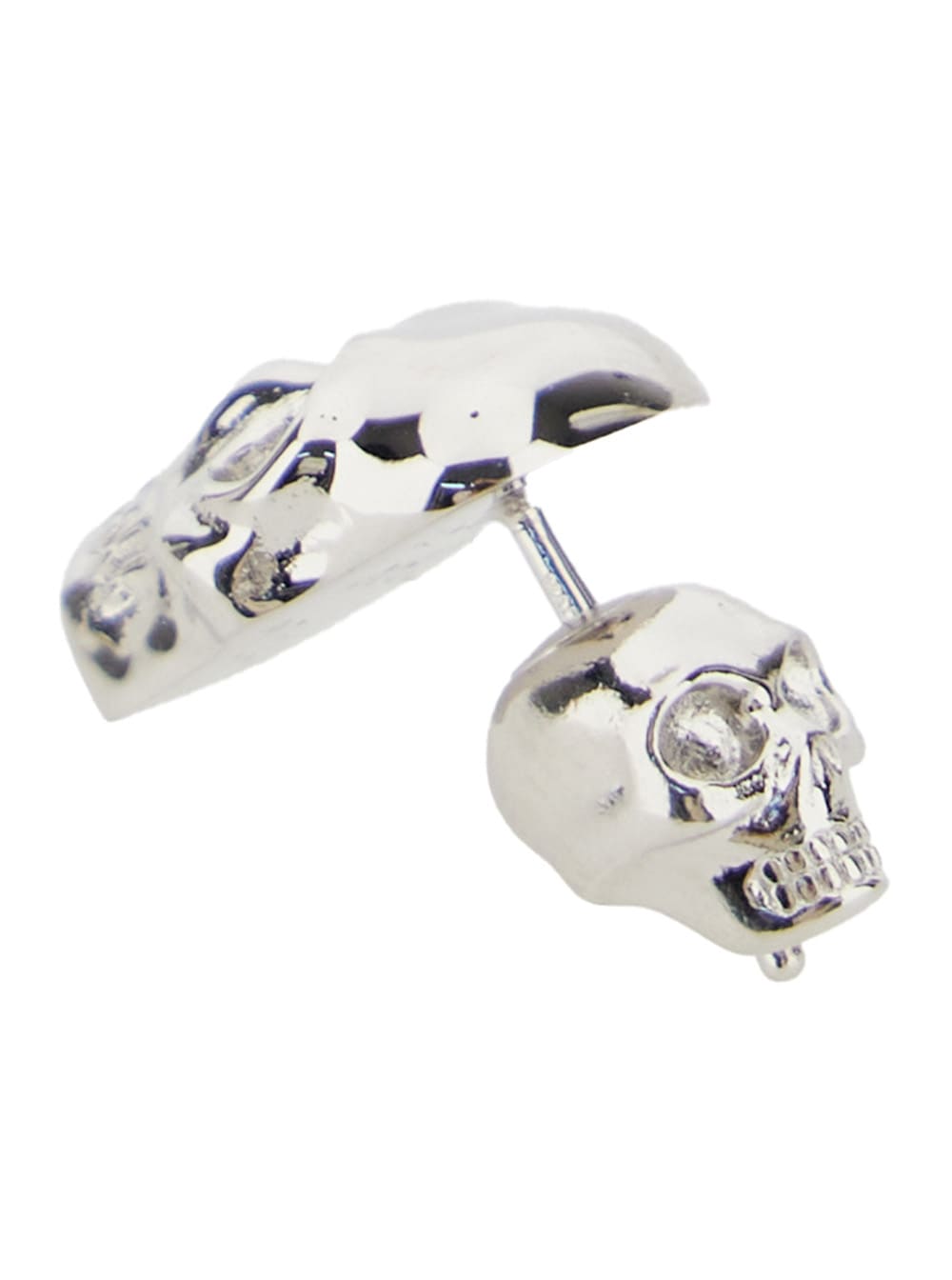Alexander Mcqueen Silver Colored Earring With Skull In Polished Brass Man In Silver