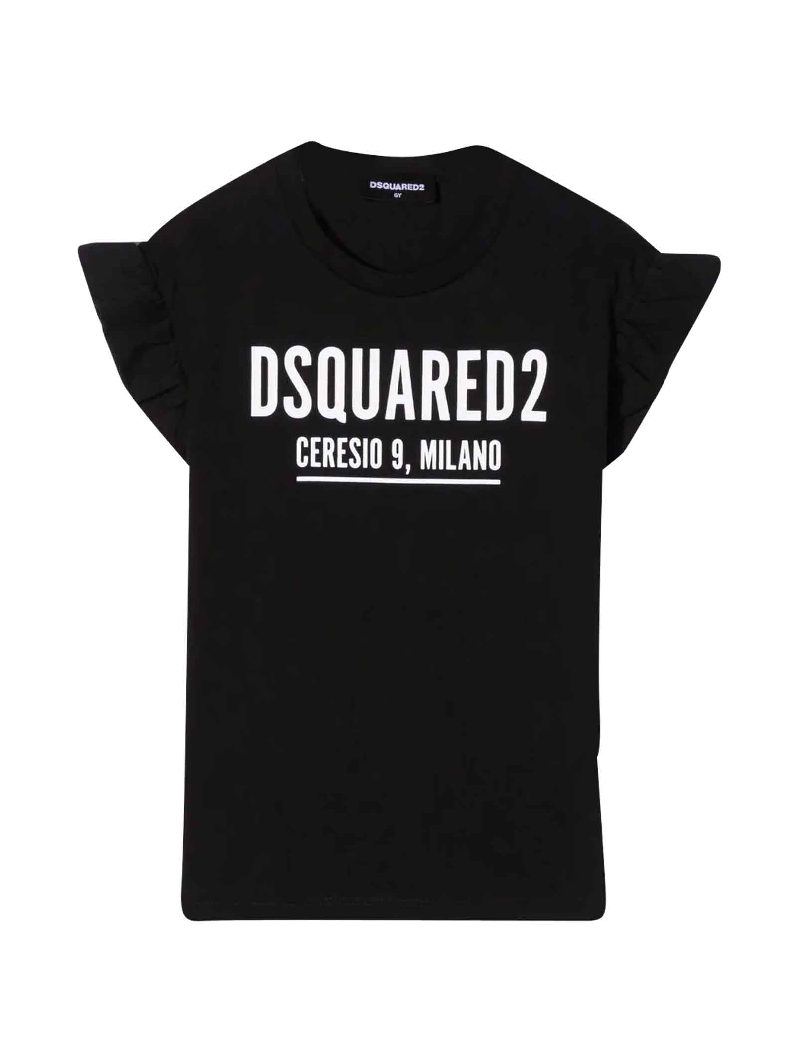 Dsquared2 Black T-shirt With White Print Dsquared Kids