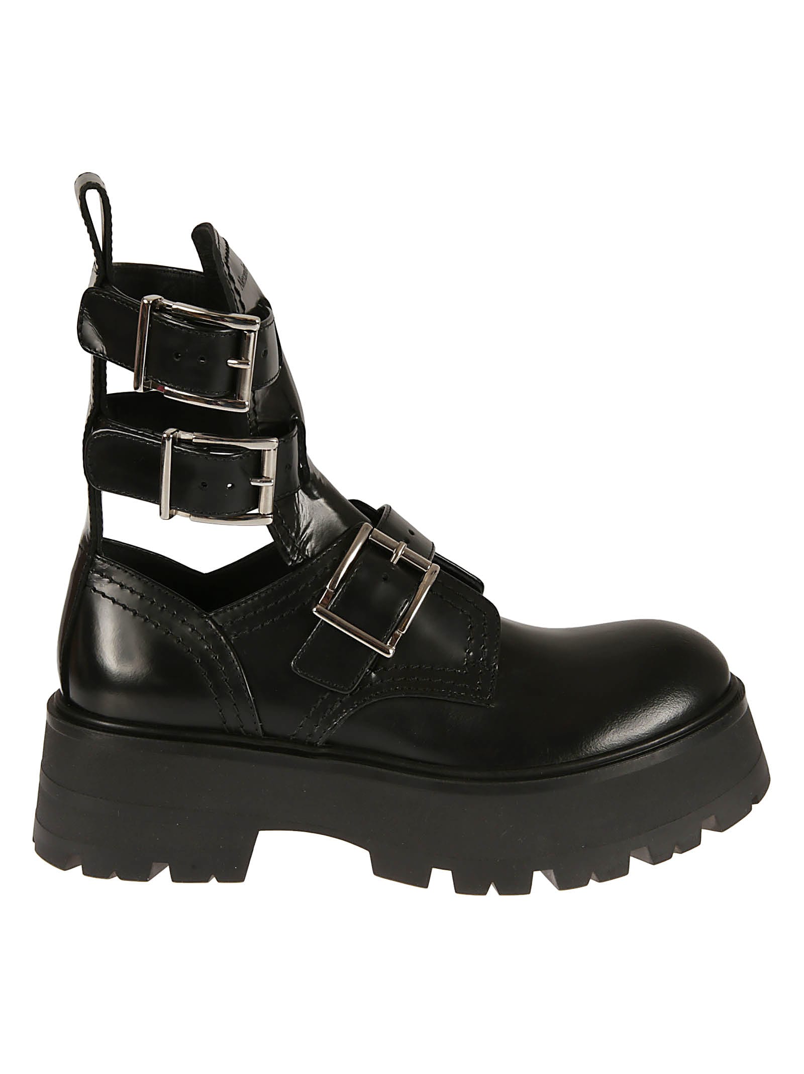 Alexander McQueen Multi Side Buckled Leather Boots