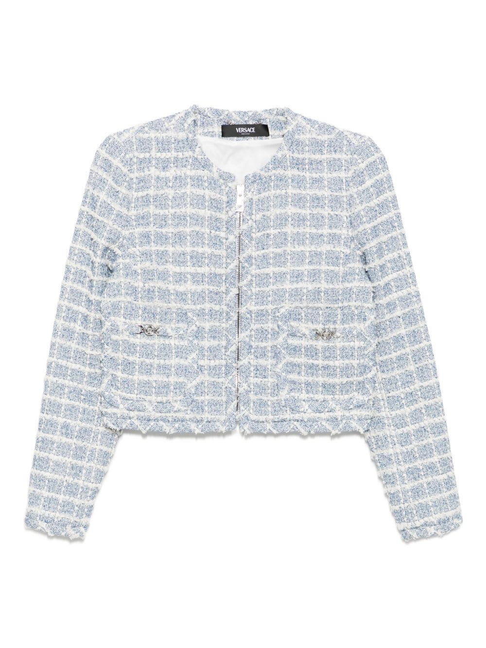 Versace Tweed Jacket In Blue