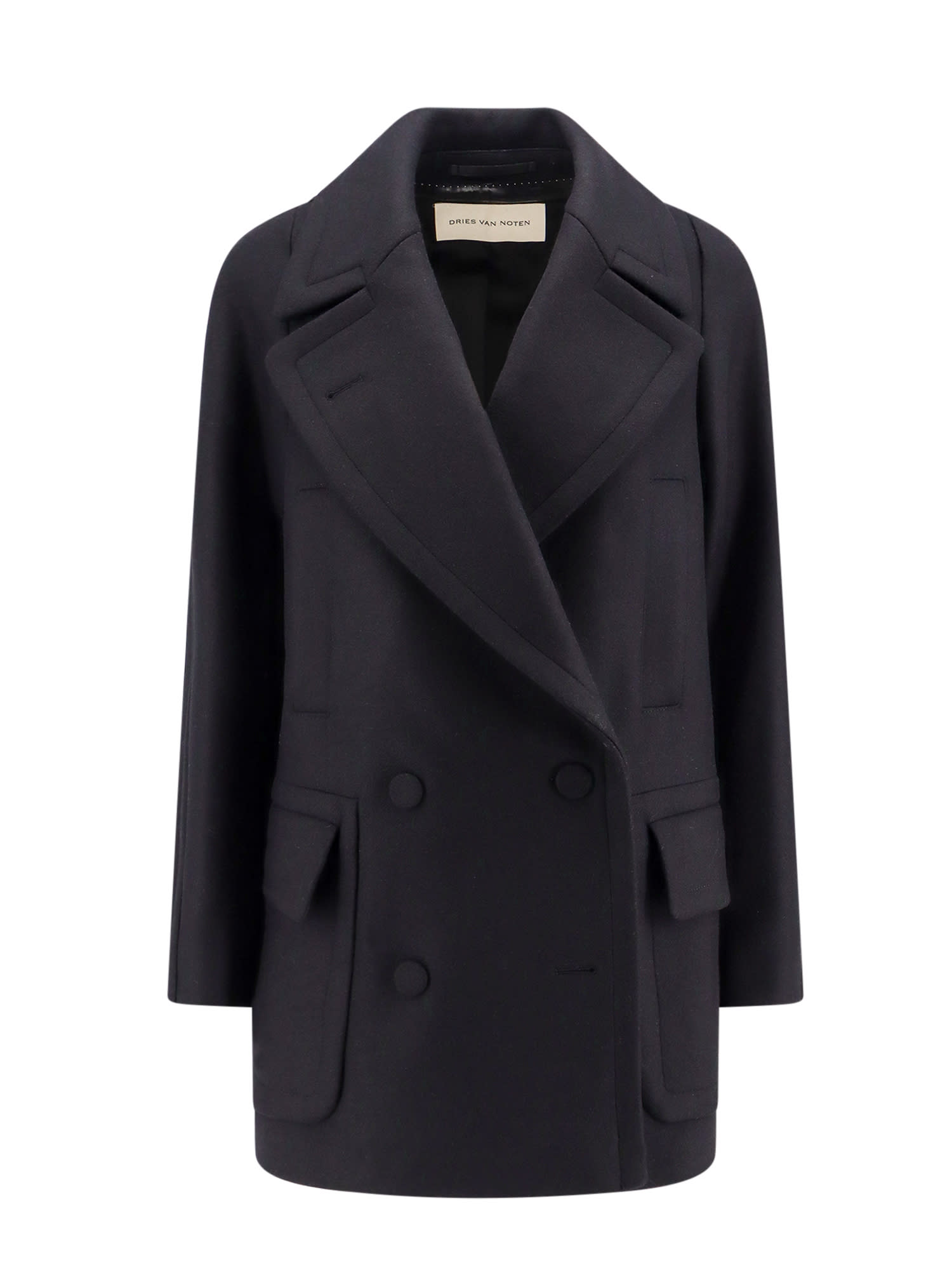 Shop Dries Van Noten Coat In Black