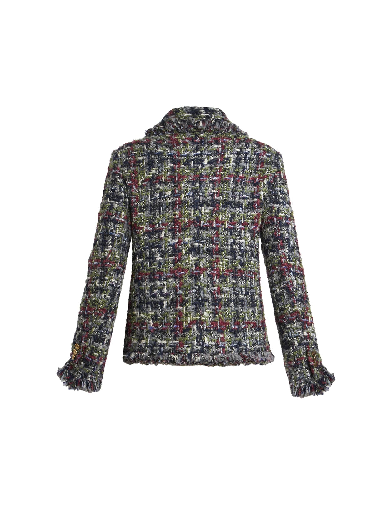 Shop Etro Multicolour Bouclé Jacket With Pegasus Buttons