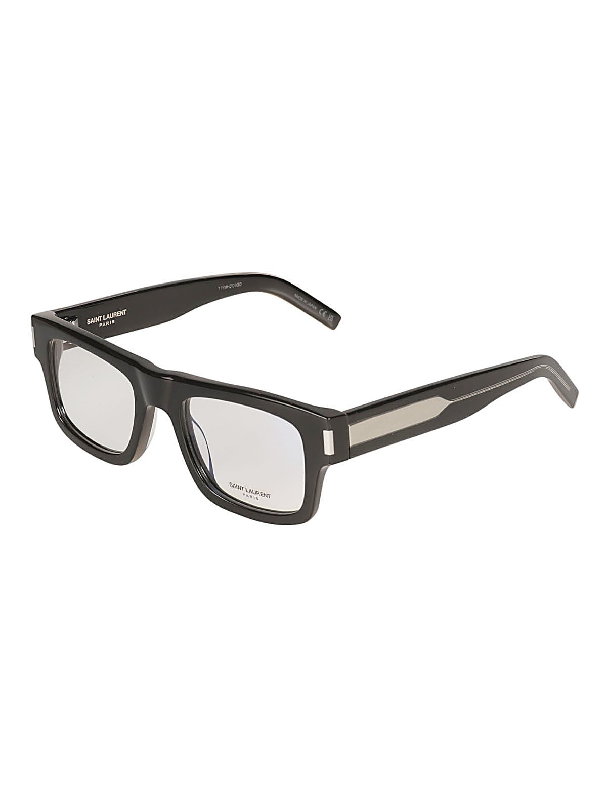 Shop Saint Laurent Square Frame Classic Glasses In Black/crystal/transparent