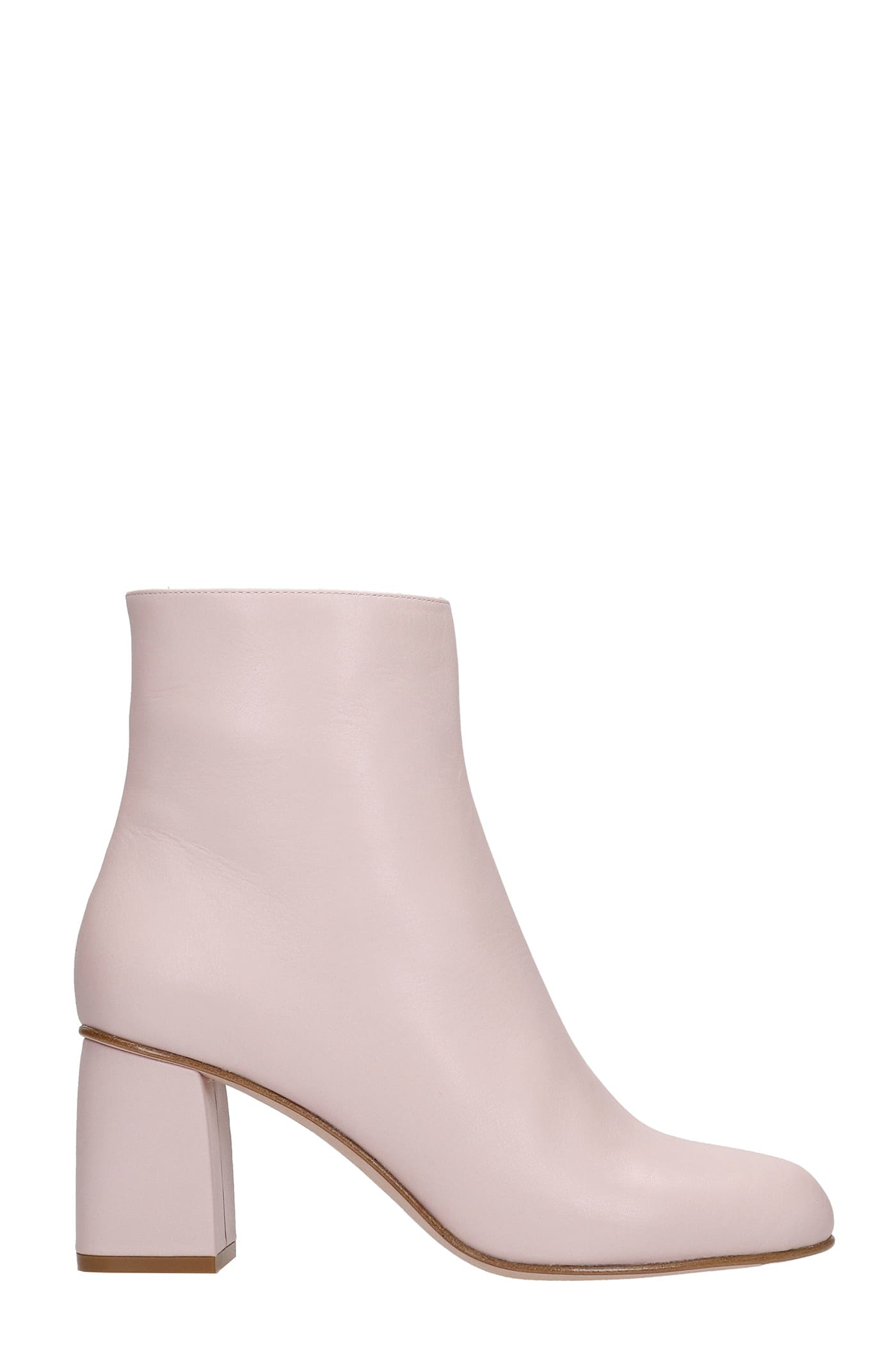 RED Valentino Low Heels Ankle Boots In Rose-pink Leather