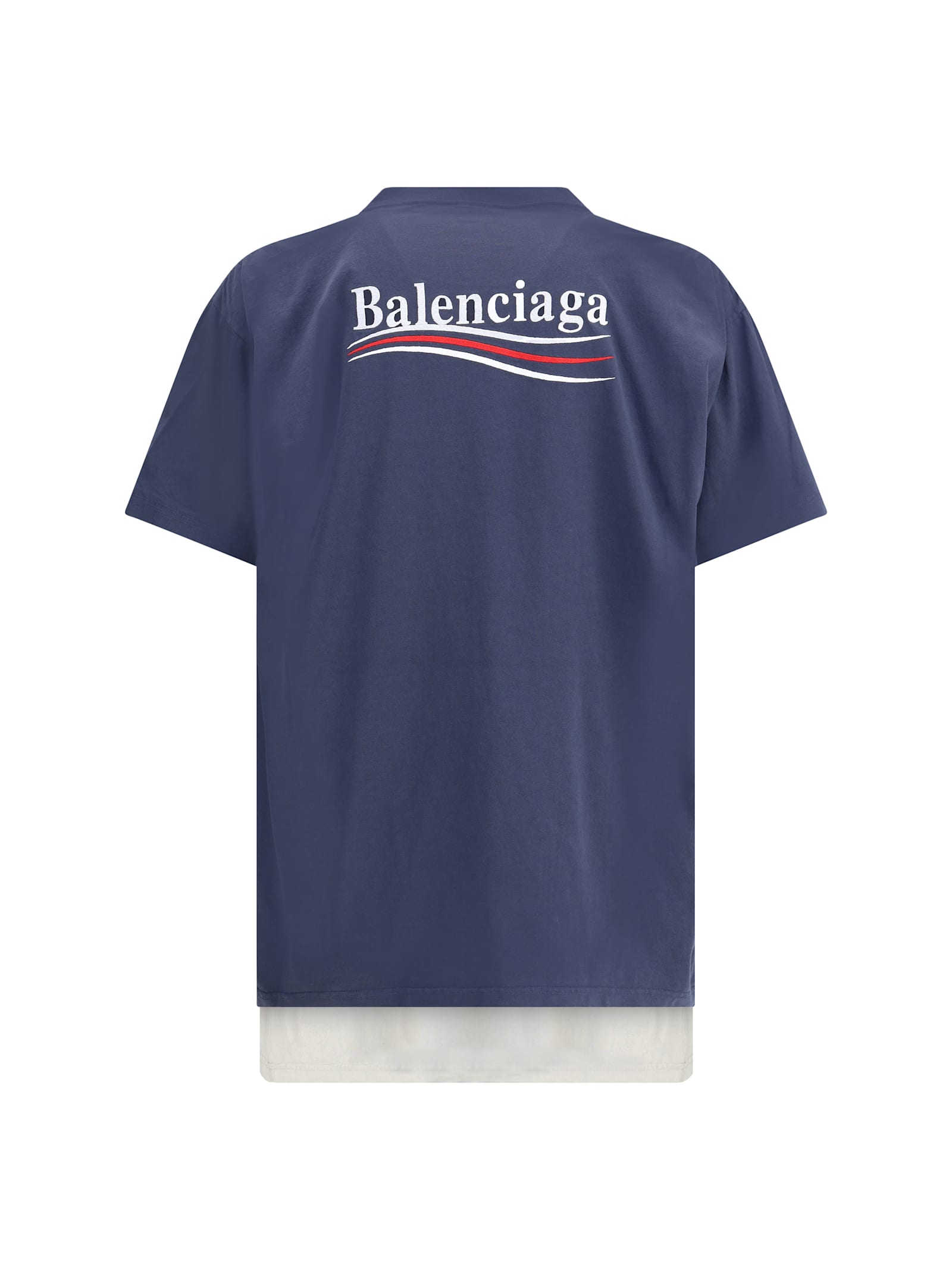 Balenciaga Men Double Political Campaign T-shirt In Blue