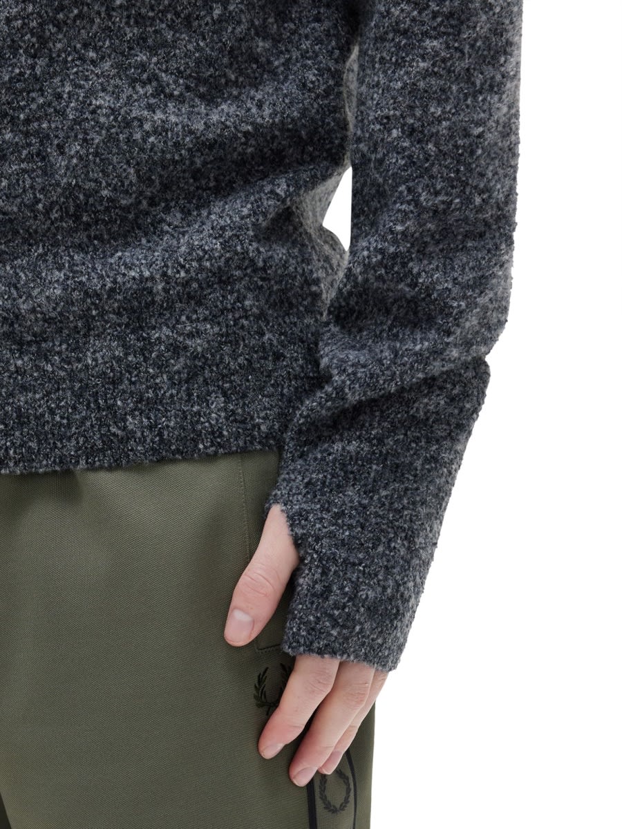 Fred Perry Mens Boucle Knit Crew Neck Sweater In Gray