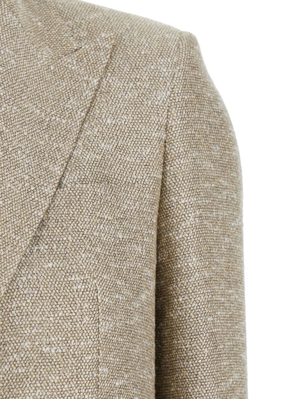 TAGLIATORE BEIGE JACKET WITH POINTED LAPELS AND FRONT POCKETS IN LUREX TWEED OF VISCOSE AND LINEN BLEND WOMAN