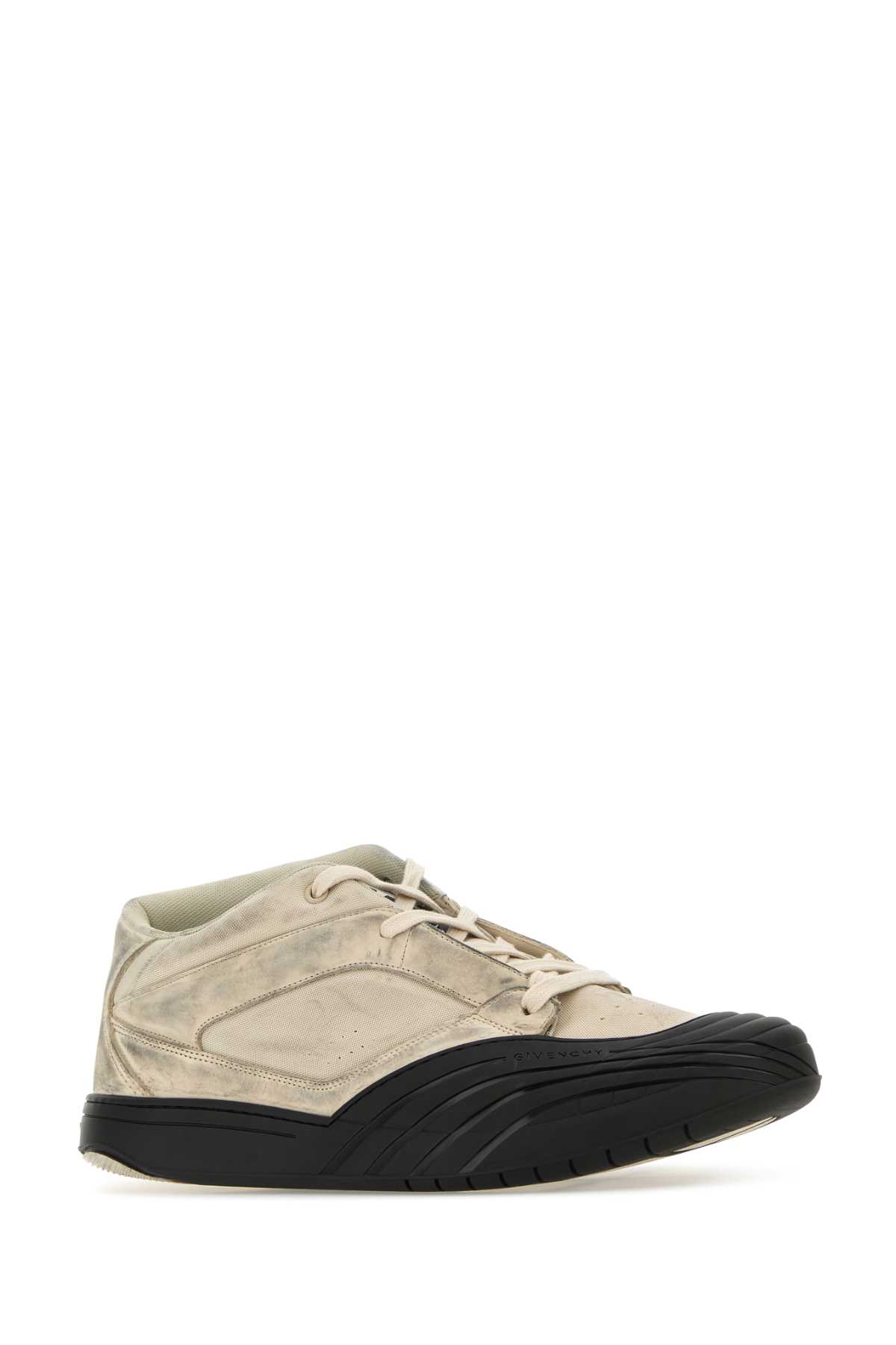 Shop Givenchy Sand Fabric And Leather Skater Sneakers In White