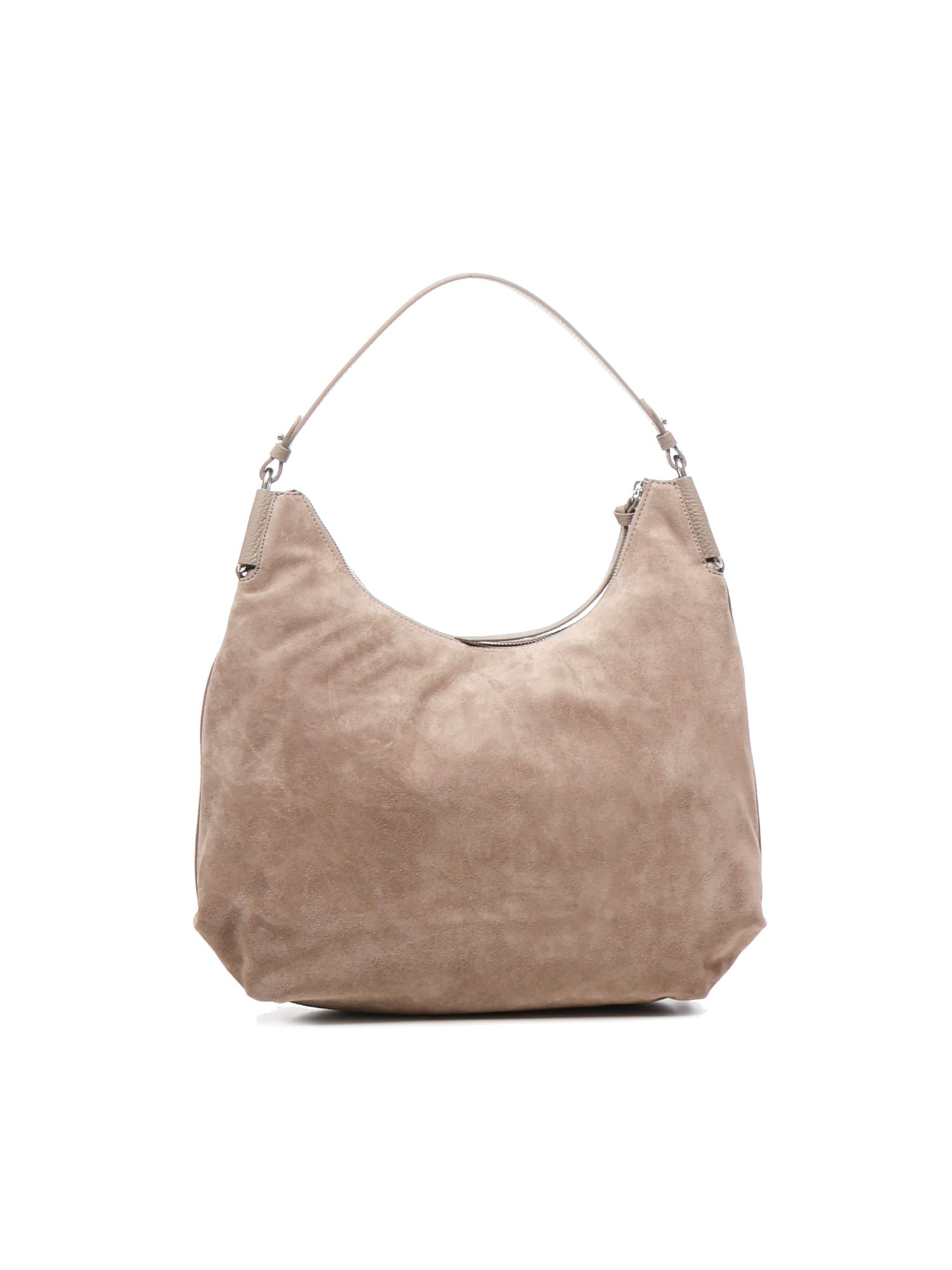 Coccinelle Suede Handbag With Adjustable Shoulder Strap In Neutral