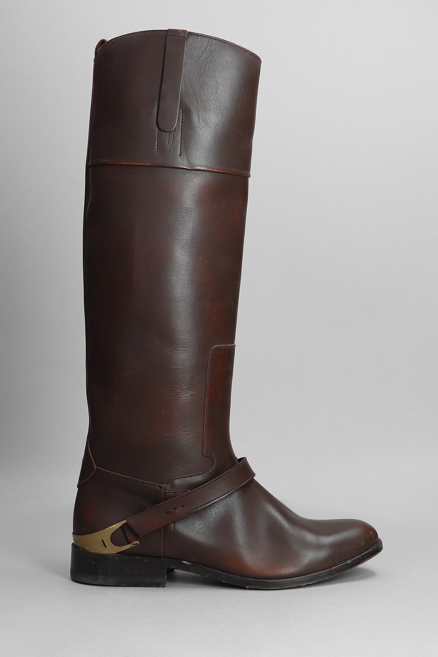 Golden Goose Charlie Low Heels Boots In Brown Leather