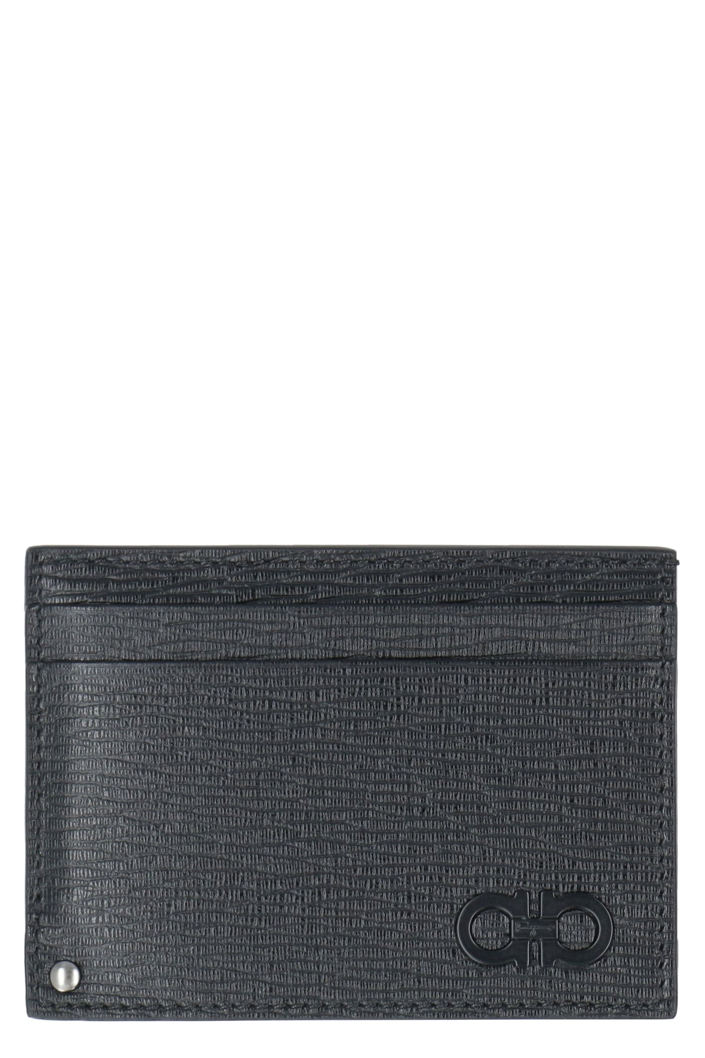 Shop Ferragamo Gancini Leather Card Holder In Black