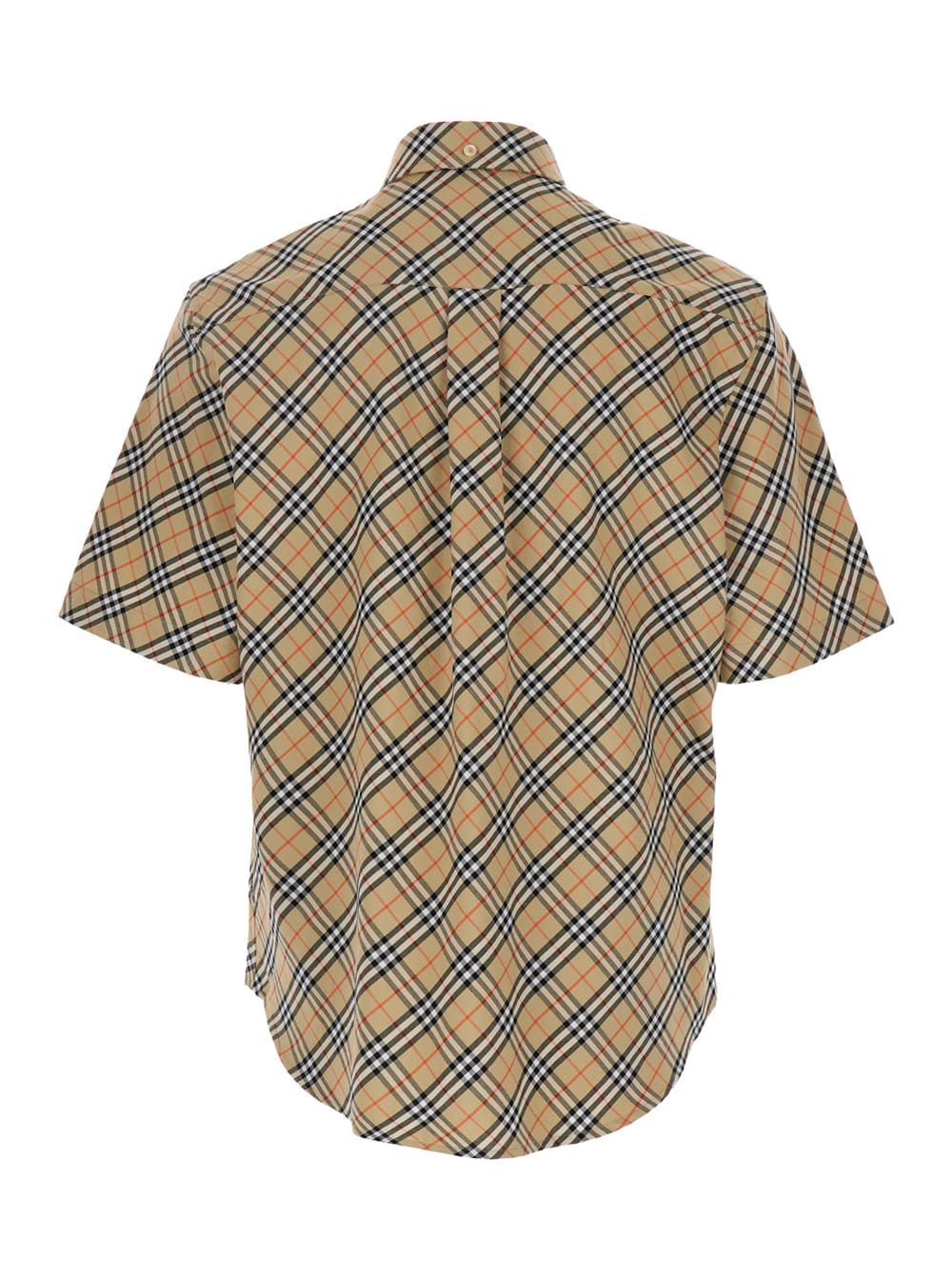 Burberry Men Beige Shirt With All-over Vintage Check Motif In Cotton Man In Brown