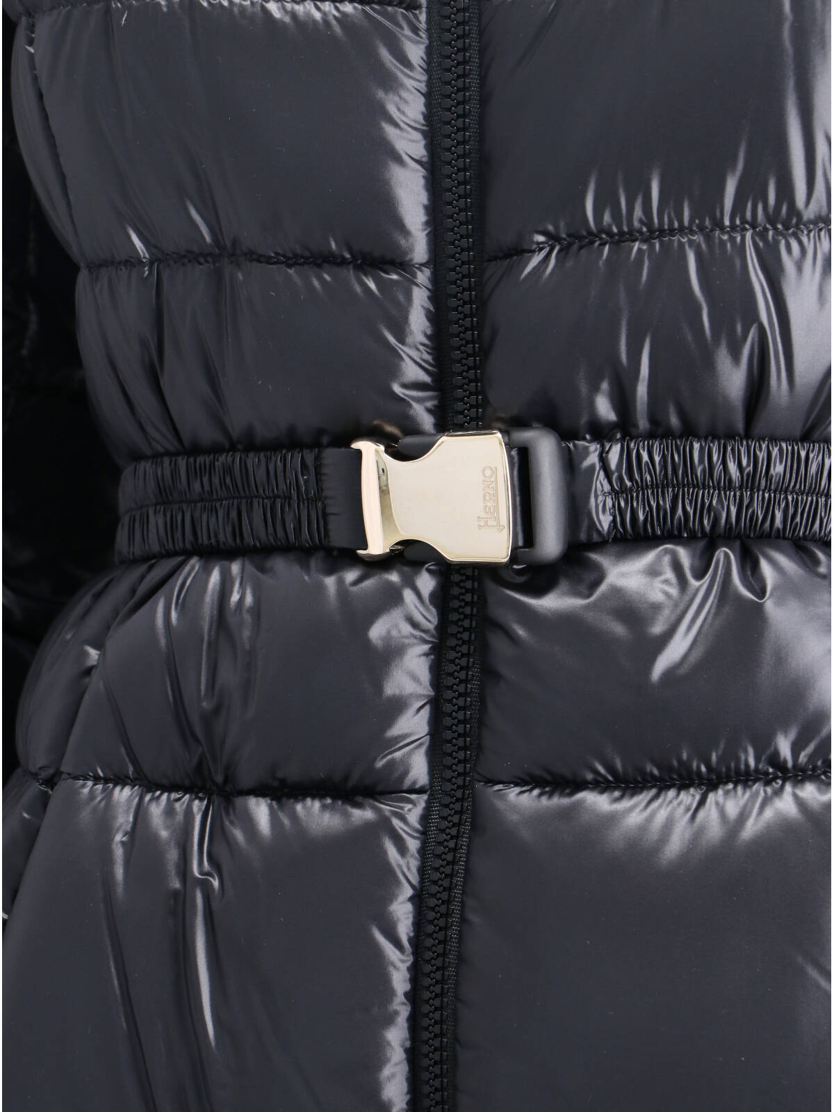 Herno Maxi Puffer Jacket With Belt And High Collar In Blue