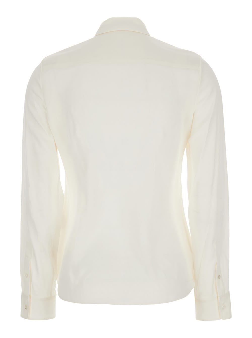 Shop Theory Classic White Shirt With Pointed Collar In Silk Woman