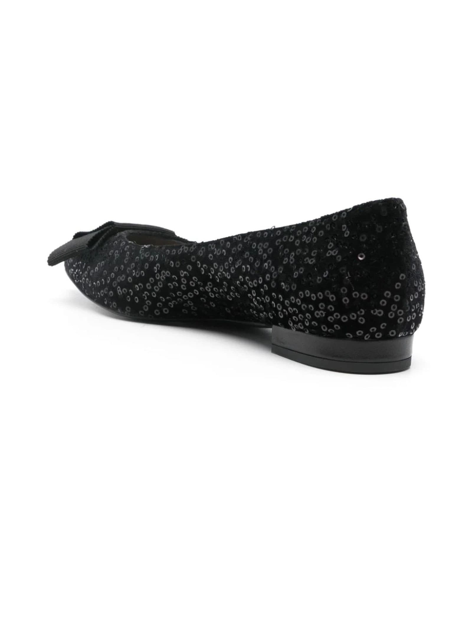 Shop Roberto Festa Black Sequin-embellished Polly Ballet Flats