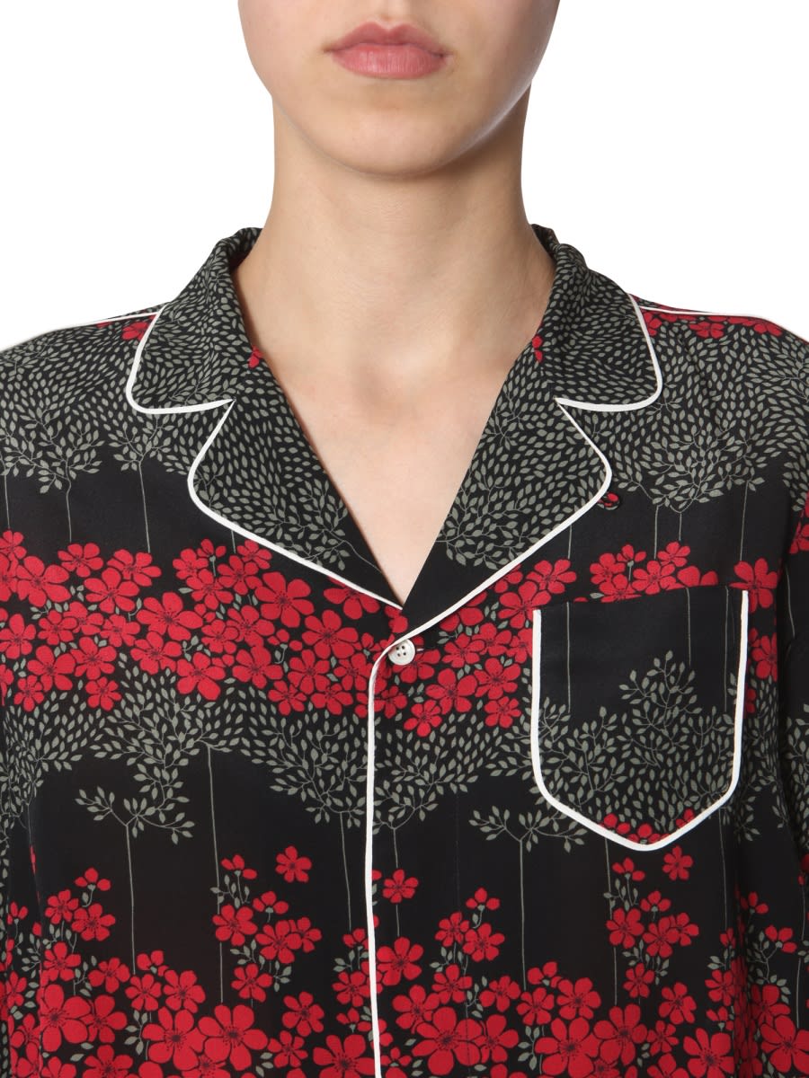 Shop Red Valentino Shirt With Dreaming Peony Print In Black