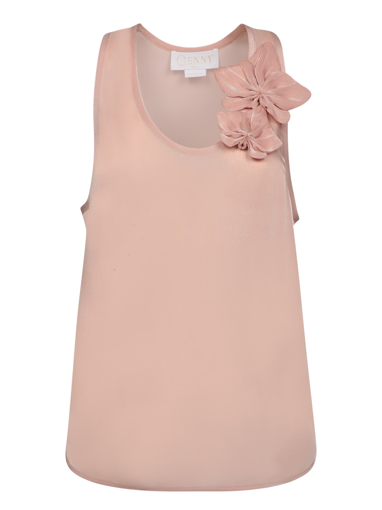 Shop Genny Pink Satin Top With Flower