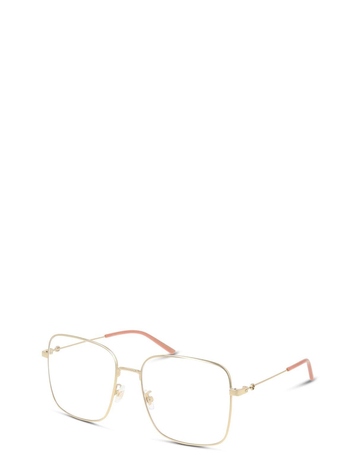 Shop Gucci Square Frame Glasses In 001 Gold Gold Transparent