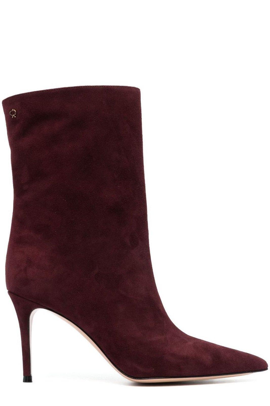 Gianvito Rossi Pointed-toe Ankle Boots In Red