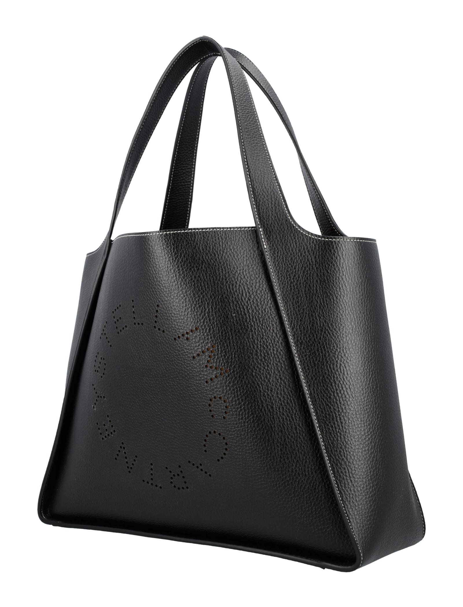 Stella Mccartney Logo Grainy Alter Mat Tote Bag In Black