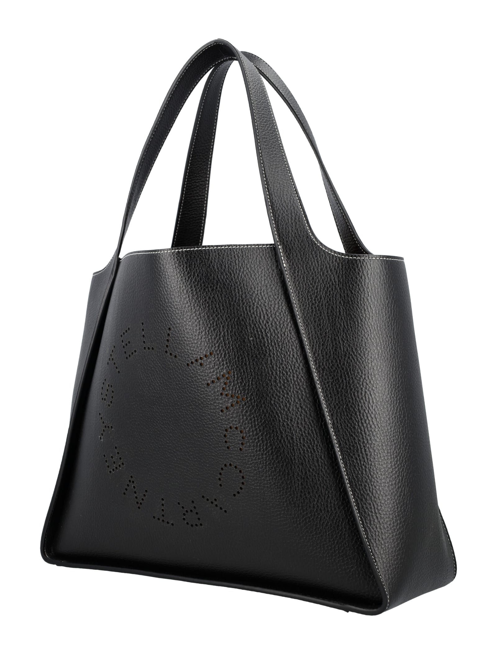 Shop Stella Mccartney Logo Grainy Alter Mat Tote Bag In Black