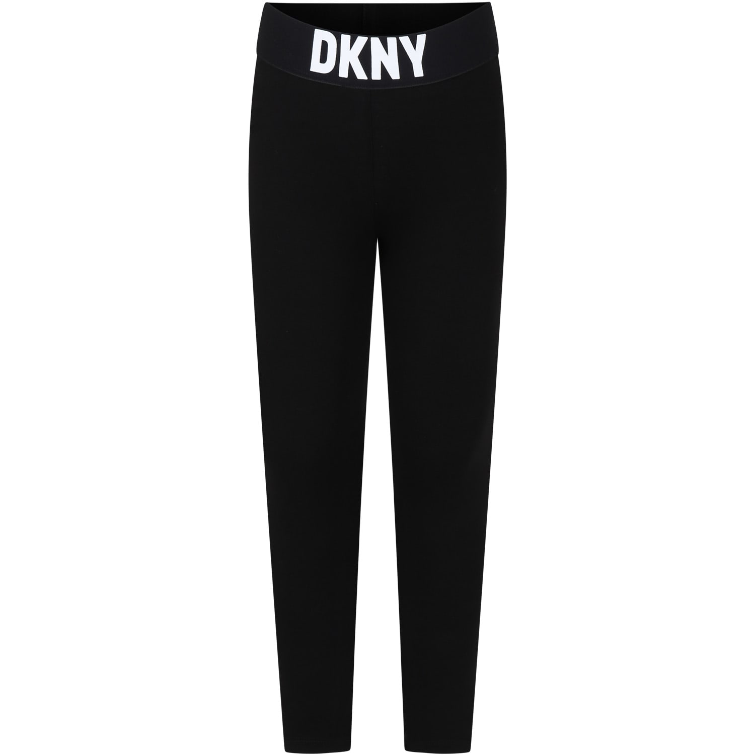 Shop Dkny Black Leggings For Girl With Logo In B Nero