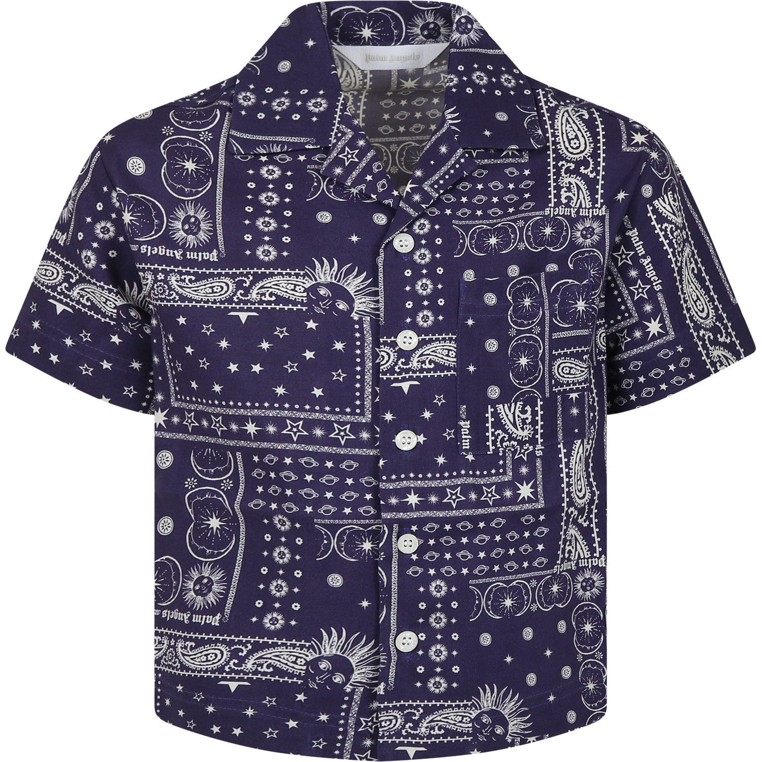 Palm Angels Kids' Blue Shirt For Boy With Print