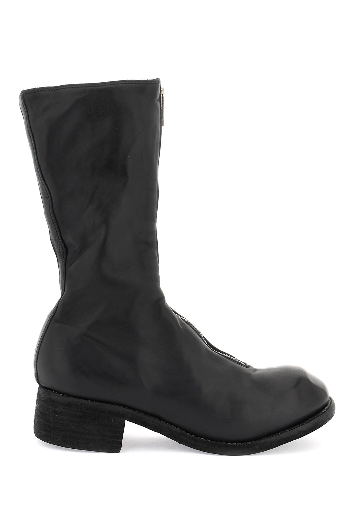 Shop Guidi Front Zip Leather Boots In Black (black)