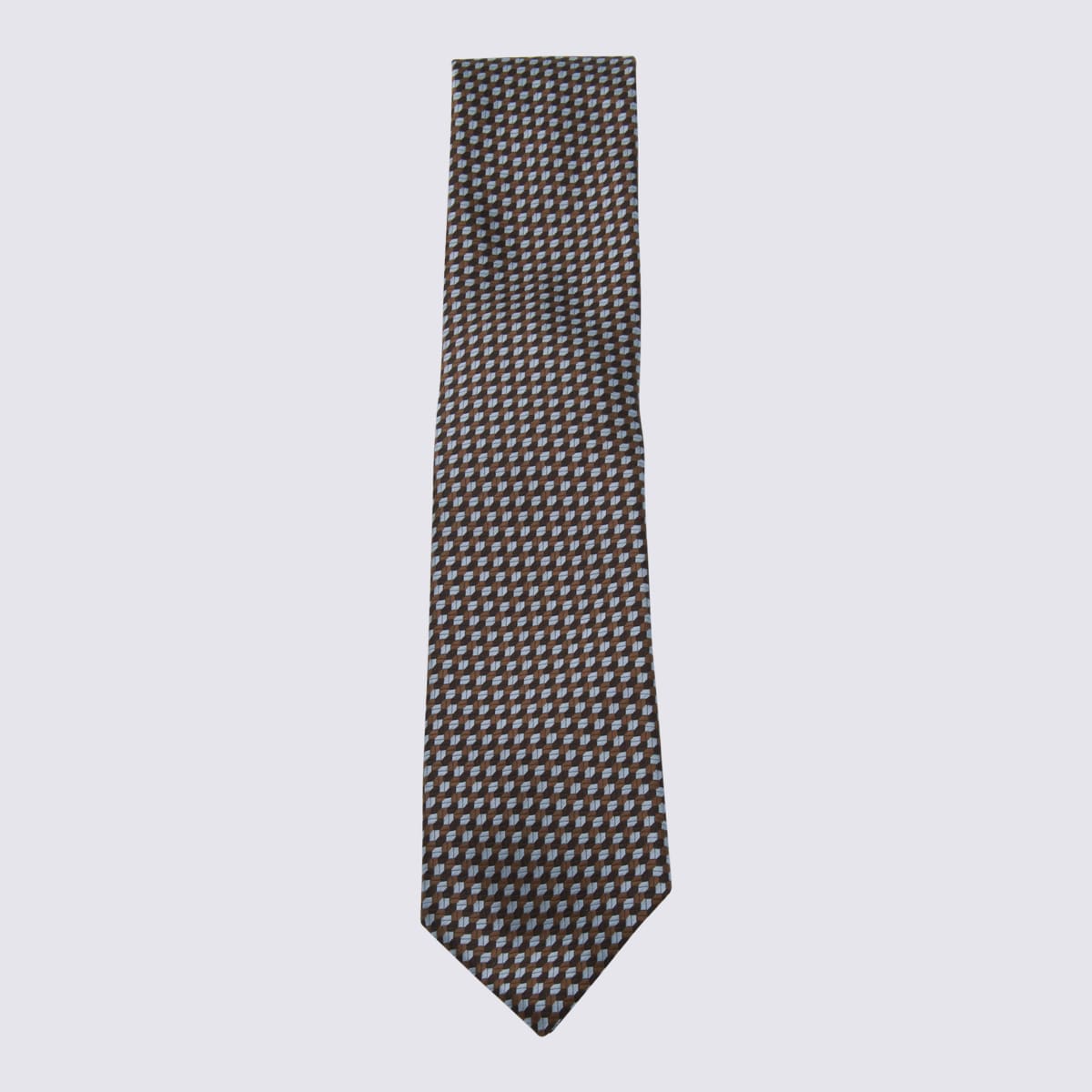 Zegna Geometric Pattern Ties Pointed Tip In Brown